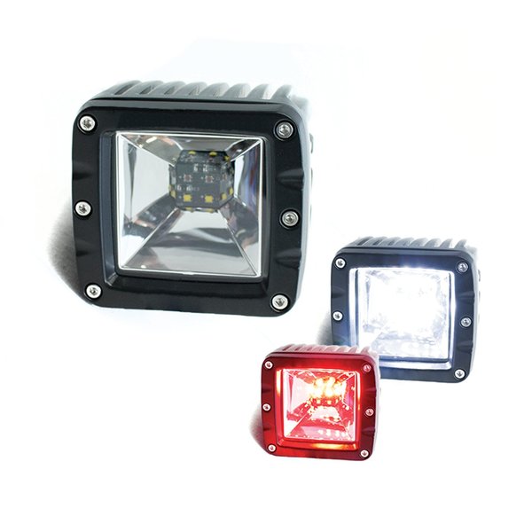 Race Sport 3X3In 2-Function Led Cube Style Rear Light (White/Red) RS12KR